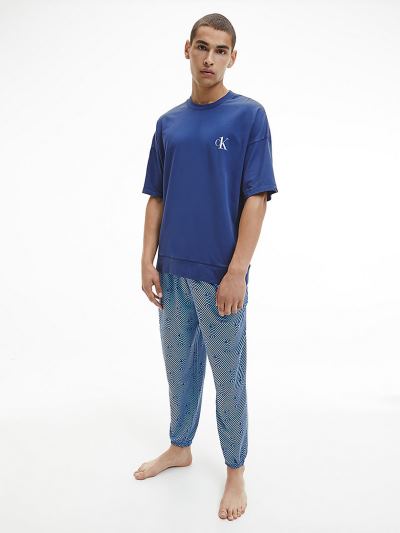 Calvin Klein Ruhák HU280294 | Calvin Klein CK One Pants Férfi Pizsama Szett Kék / Csíkok